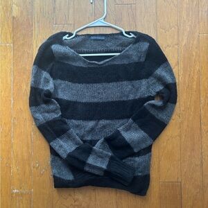 Brandy Melville Knitted Black and Gray Striped Sweater